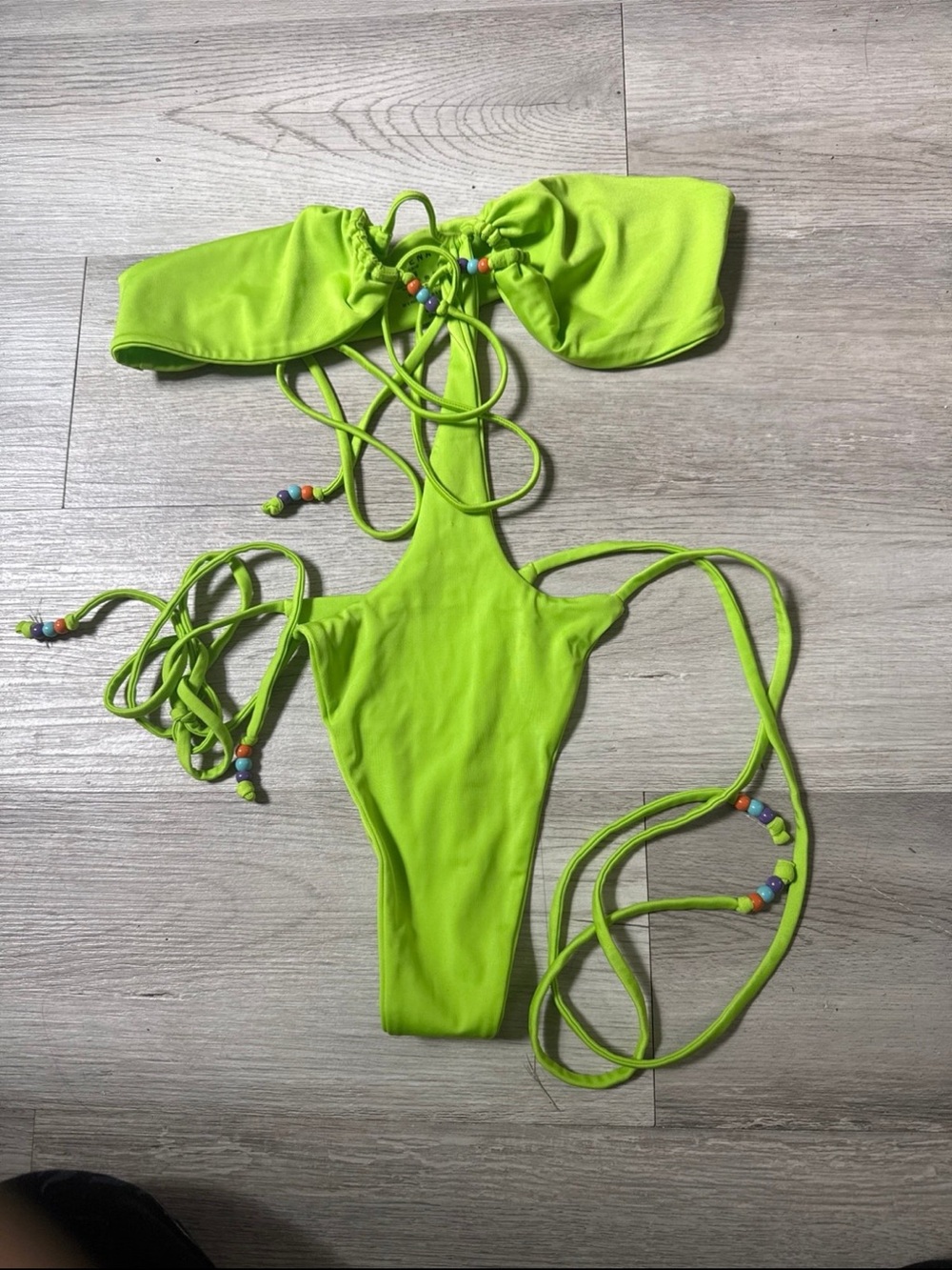 Oh Polly Neon Lime Green One Piece Swimsuit